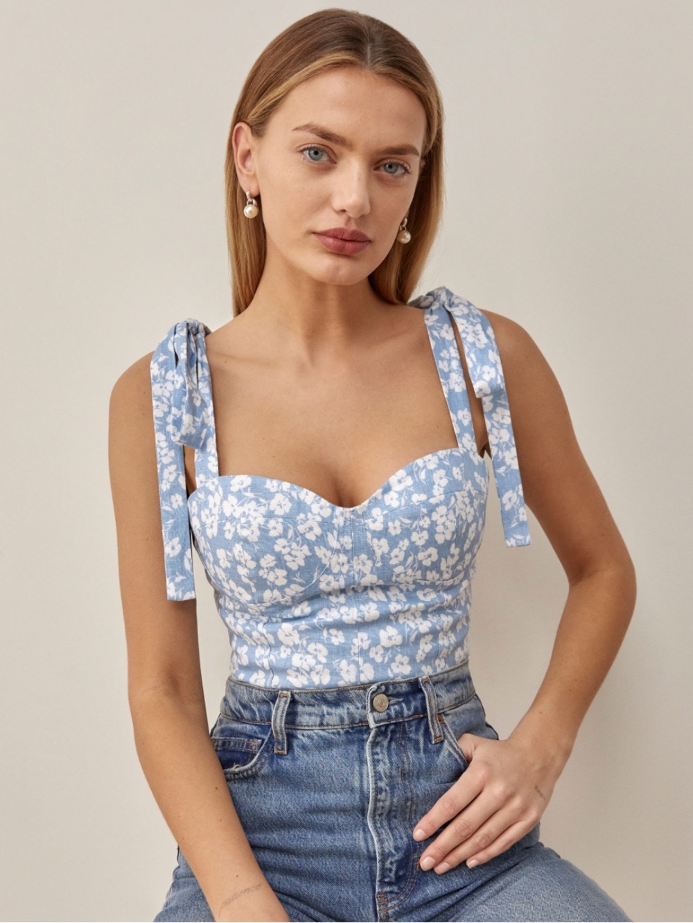 Reformation Jaxon linen tank top.